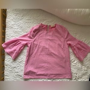 Rachel Parcell Pink Flared Sleeve Top, Large